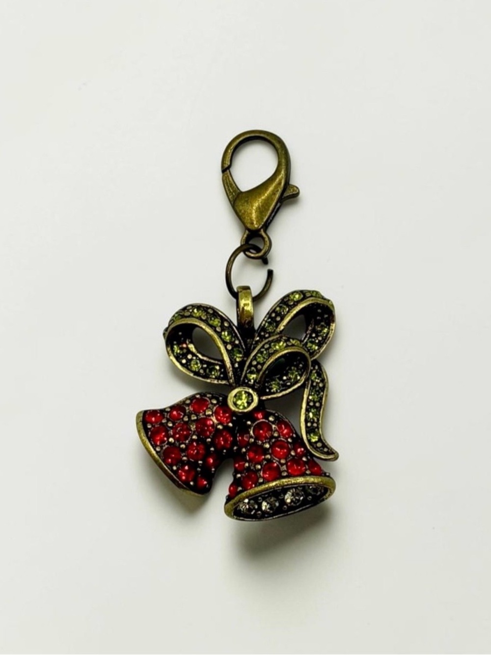 Rare Heidi Daus Red Crystal Holiday Christmas Bells Charm